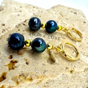 Black Baroque Freshwater Pearl Earrings